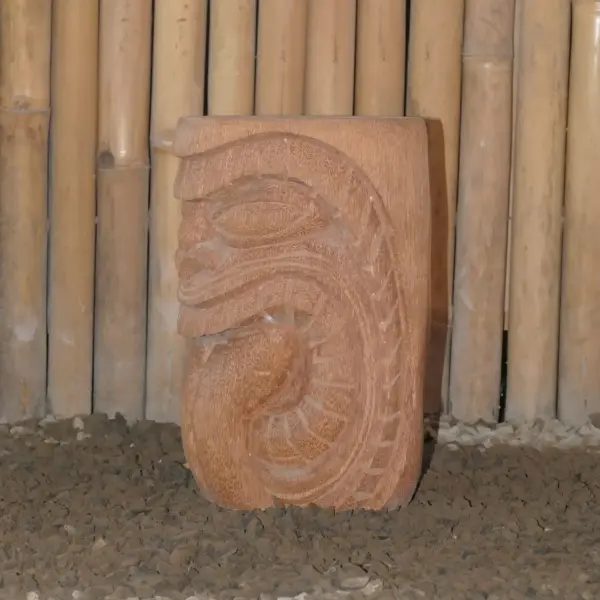 Product image 6 of the product “Tiki Statue as Stool - Polynesia style. From coconut palm 30cm Height. Approx. 22cm dia. Model 21 - Tongue out 2 ”